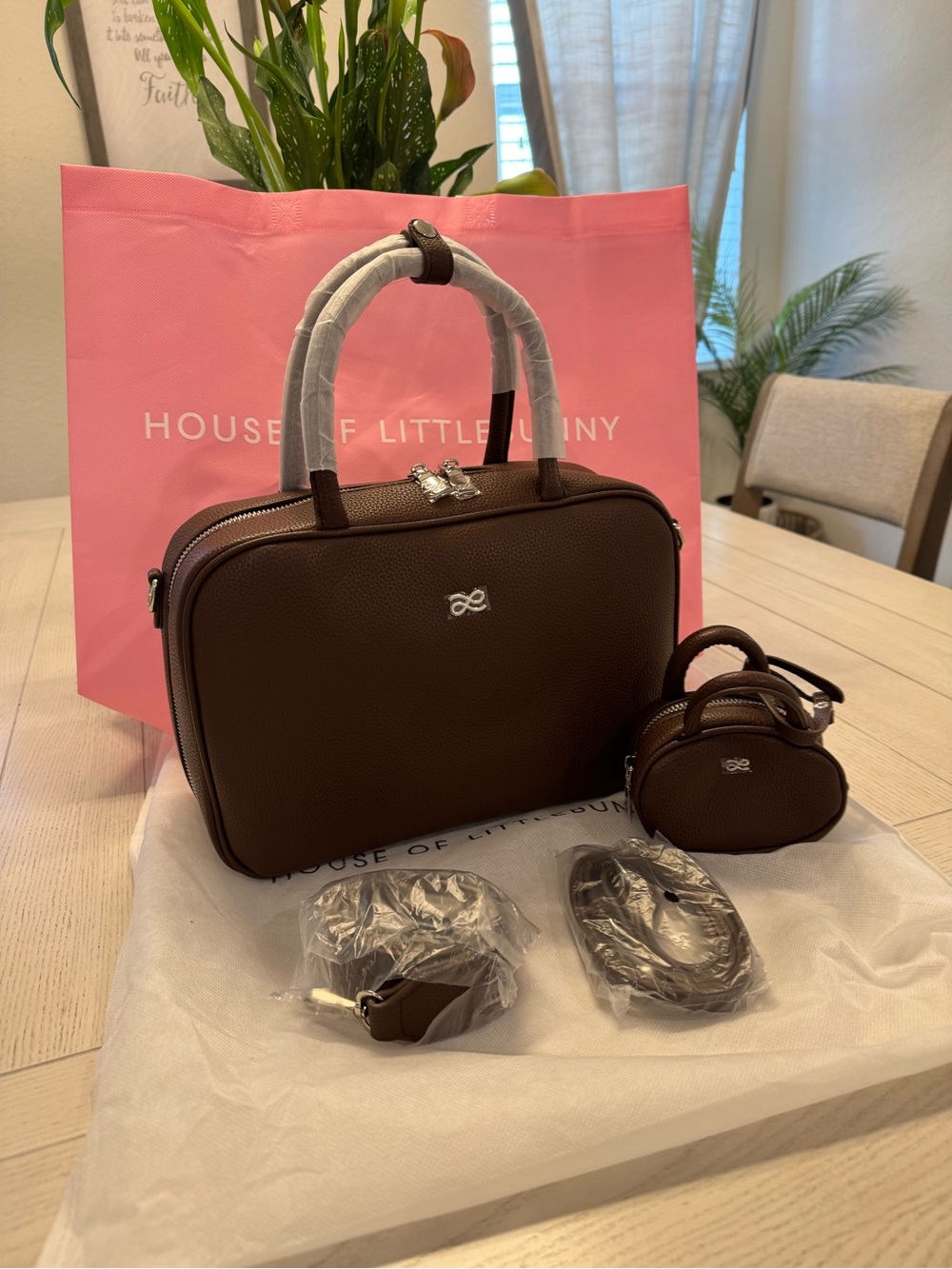 Authentic House of LittleBunny ChocoBrown PU Leather Bag with Mini Pouch